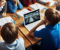 Kinder sehen einen Film auf einem Laptop