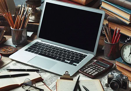 Schreibtisch mit Laptop